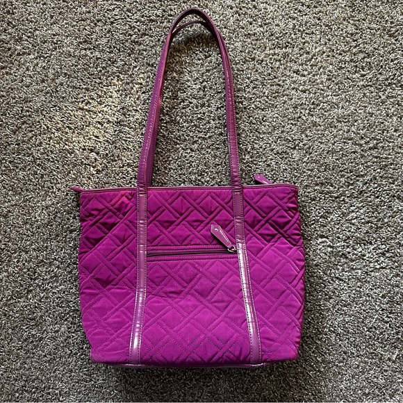 Vera Bradley XL Quilted Trimmed Purple Overnight Weekender Carryall Tote Bag - Picture 3 of 5